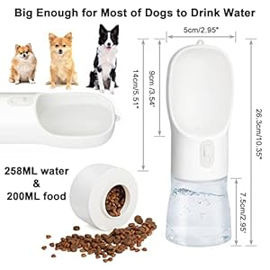 Outdoor Dog Water Bottle Dispenser - Leak Proof Water Bottle for Dogs On The Go with Food Container Multifunctional Travel Dog Water Bottle(White) Outdoor Dog Water Bottle Dispenser Leak Proof Water Bottle for Dogs On The Go with Food Container Multifunctional Travel Dog Water BottleWhite