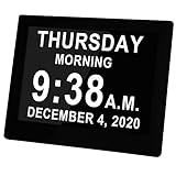 Digital Calendar Alarm Day Clock - with 8' Large Screen Display, am pm for Extra Large Impaired...
