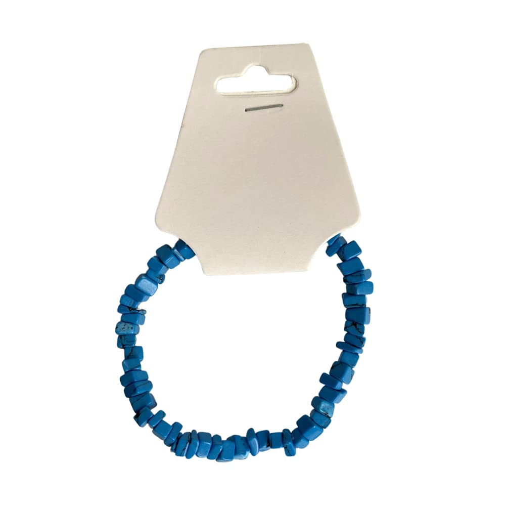 VIE Gemstone Chip Stretch Bracelet, Turquoise (Dyed Howlite)
