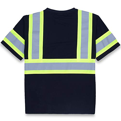 Vendace Men's High Vis Class 2 Safety T Shirt Ansi Reflective Work Short Sleeve Shirt With Black Bottom(Black,Xl) #TOP4