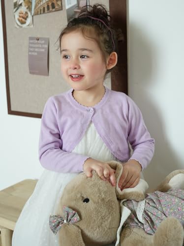 Image of Girls Bolero Cardigan Sweater Toddler Kids Long Sleeve Button Knit Shrug Cropped Cover Up Jacket Tops