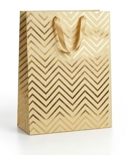 PaperAura Premium Gift Bag with Rope Handles | Luxury Paper Carry Bag for Gifts, Return Gifts, Shopping & Festive Packaging | Reusable Designer Gift Bag 13 x 4.5 x 17 Inches (Gold, Pack Of 8, Design 2)