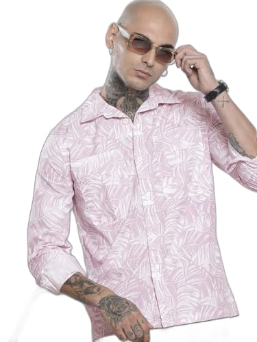 Chemise imprimé abstrait col court rose layette rose taille L pour look d'été décontracté
