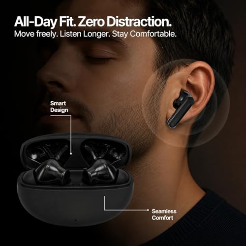 Image of Wireless Bluetooth 5.3 Earbuds with ENC Quad Mic, 40 Hours Playtime, Low Latency Gaming Mode, Deep Bass Stereo Sound, Touch Control, USB-C Charging, in-Ear TWS Earphones