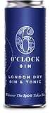 6 O'clock Gin - London Dry Gin & Tonic - Cans of G&T with Dry Gin & Tonic Water (12 x 250ml)