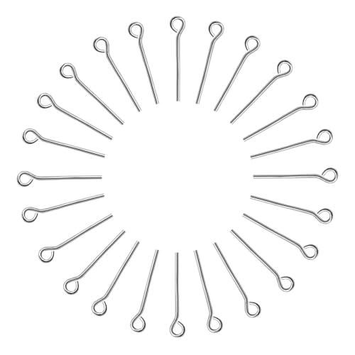 TOAOB 200pcs Stainless Steel Eye Pins for Jewelry Making Long 15mm Silver