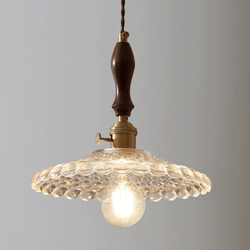 Lámpara colgante de cristal transparente con fuente de luz LED y estructura de un solo cabezal
