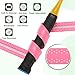 PATIKIL Tennis Racket Grip Tape, 3 Pack PU Racquet Overgrip with Damping Ridges Anti-Slip Absorbent Perforated Handle Grip for Badminton Pickleball Fishing Rod, Pink