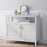 RASOO Buffet Cabinet White Kitchen Buffet Storage Cabinet Sideboard Buffet Storage Cabinet Buffet Server Cupboard Cabinet Console Table with 2 Doors and Adjustable Shelf
