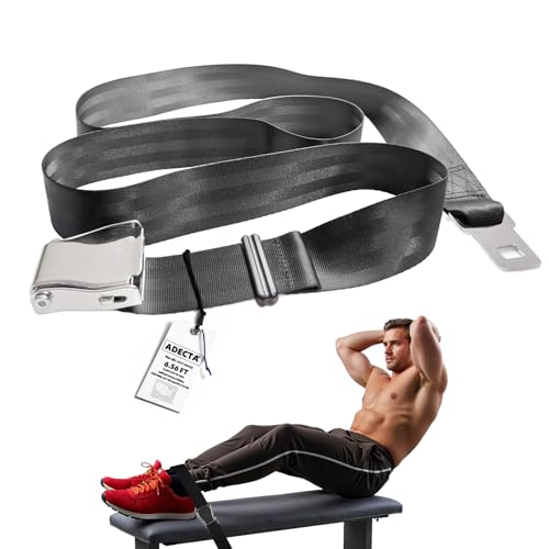 ADECTA Nordic Hamstring Curl Strap, 6.5FT Gym Seatbelt and Exercise Straps for Hamstring Stretch Strap & Mobilization Belt,Home Gym Women Men, Lifting Seatbelt Gym, Black (Silver gray)