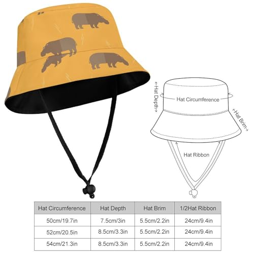 Hippo Hippopotamus AnimalChildren's Bucket Hat for Boys and Girls, Breathable Summer Beach Hat54cm2