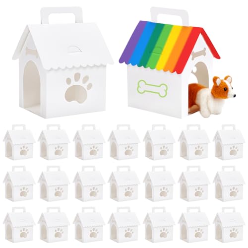 PH PandaHall 26Stk Weißes Pappe Hundefutter Party Favor Boxen 10x12x18cm DIY Haustier Adoption Geschenk Boxen für Geburtstag Party Handwerk Quadratfenster