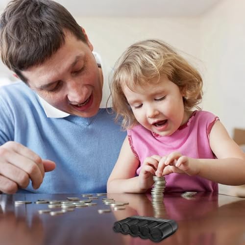 ZHITENG 2 Stück Münzspender Münzen, Münzspender in Schwarz, Kompakter Münzhalter mit 5 Münzen, Kleingeld Aufbewahrung Geeignet für Den Täglichen Gebrauch zu Hause, in Supermärkten und Banken