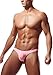 Newsywell Men's Ice Silk T Back Thong Bikinis Fashion Micro Low Rise Microfiber Bulge Briefs Underwear Red Medium