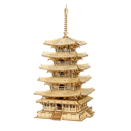 Rolife TGN02 Pagode à 5 étages - Puzzle en bois - Kit de modélisation - Puzzle 3D - Pour adultes - Pour enfants - En bois - Kit de modélisation (Five storied Pagoda)
