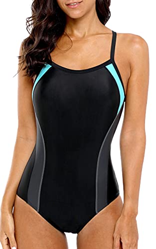 Image of beautyin Women's Colorblock Slimming One Piece Swimsuit Cross Back Bathing Suit