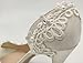 White ivory lace heel pearls open toe bridesmaid shoes wedding party shoes bride large size women fashion