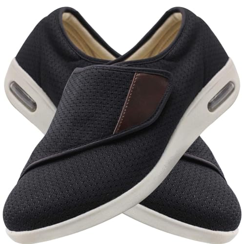 Scarpa Ortopedica Pantofole per diabetici Larghezza del Piede e Scarpe di Stoffa Regolabili per Il gonfiore Scarpe per Piedi diabetici Regolabile Pantofola Ortopedica(Black,39 EU)