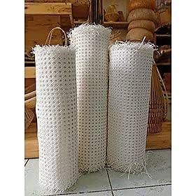 AMC CANING Plastic Cane Webbing for Caning Projects Natural Pre - Woven Open Mesh Cane - PE Rattan Cane Webbing Rattan Roll Cabinet Chair (24X108) White-image-6