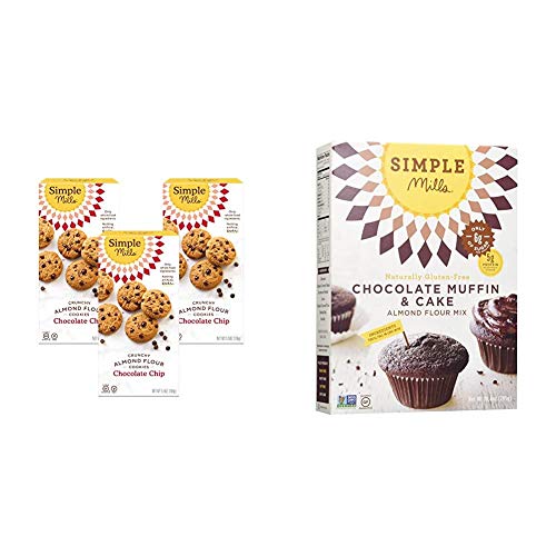 Simple Mills Almond Flour Chocolate Chip Cookies, Gluten Free And Delicious Crunchy Cookies, Organic Coconut Oil, 3 Count (Packaging May Vary) & Almond Flour Baking Mix, Gluten Free Chocolate Cake Mix #TOP11