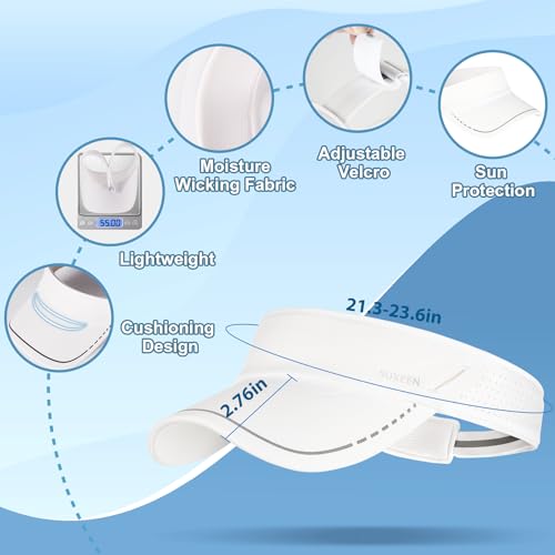 Image of Sukeen Sports Sun Visor for Men Women, Lightweight Adjustable Visor Hat, Reflective Running Tennis Golf Visor, Sunglass Slots