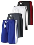 Resinta 4 Pack Boys Shorts Boys Athletic Basketball Shorts Boys Mesh Quick Dry Shorts Soccer Shorts Gym...