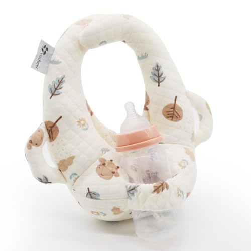 Image of vocheer Baby Bottle Holder, Portable Support Pillow for Newborns, Baby Breastfeeding Pad，Bottle Support Cushion (Leaf)