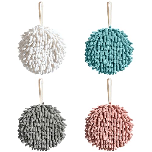 PCAEOVM Chenille Hand Towels Set of 4 Ultra-Absorbent Quick Dry Bathroom Microfiber Hand Towels for Kitchen Bathroom 7 in Blue Pink Beige Gray