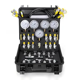 Hydraulic Pressure Test Kit, 600bar /10000psi / 60Mpa 5 Gauges 13 Test Couplings 14 Tee Connectors 5 Test Hoses, Hydraulic Test Gauge kit for Excavator Construction Machinery (5 Gauges)