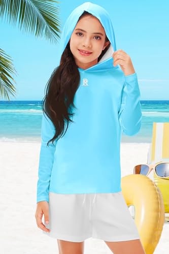 Image of Remimi Kids Sun Shirt Rash Guard Quick Dry Sun Protection Athletic Hoodie Hiking Shirts 3-12 Years