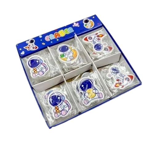 Image of Birthday Popper 24 Pcs Astronaut Shaped Erasers for Kids as Birthday Return Gift - Fun Cartoon Design - 5mm Thick Pencil Erasers for Boys & Girls - Classroom Rewards, Stationery, School Supplies