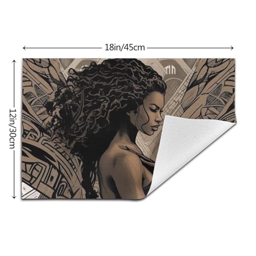 Set de table de table noir en PVC résistant à la chaleur 4 pièces