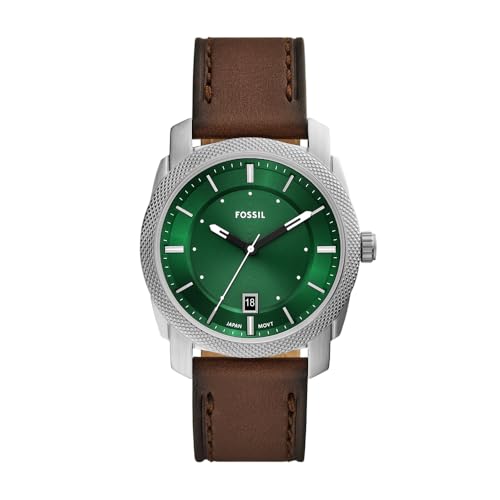 Fossil Machine orologio per uomo, movimento cronografo, con bracciale in acciaio inossiperbile o cinturino in pelle, 42 mm, Verde Freddo