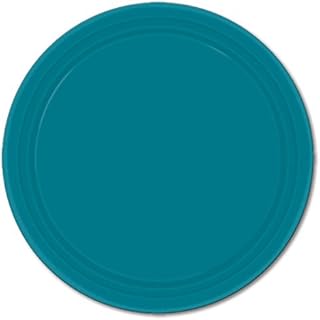 Amscan Durable Plain Round Eco Party Plates (24 Pack), Peacock Blue, 7 x 7