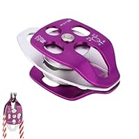BOROCO Doppelte Riemenscheibe,EN 12278 Seitenschaukel Klettern Seilrolle,32KN Lila Luftfahrtaluminium Umlenkrollen für Outdoor,Klettern, Bergsteigen