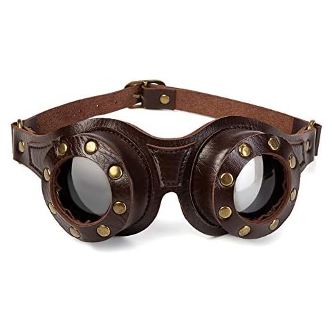 Steampunk Goggles Rough Glasses Gothic Industrial Retro Wasteland Motorcycle Eyewear Halloween Cosplay Costume Handmade Props (Best Brown) Cover