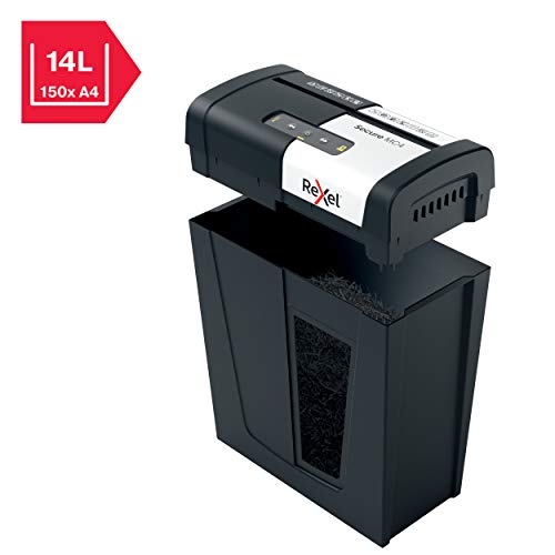 Rexel Triturador de papel microcortado Mc4, desfiados 4 folhas, segurança P5, home office, cesto rem