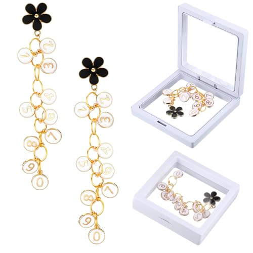 2 Pcs Knitting Row Counter Chain, Flower Stitch Markers Chain with 2 Storage Box Alloy Number Charms for Knitting Weaving Sewing Quilting