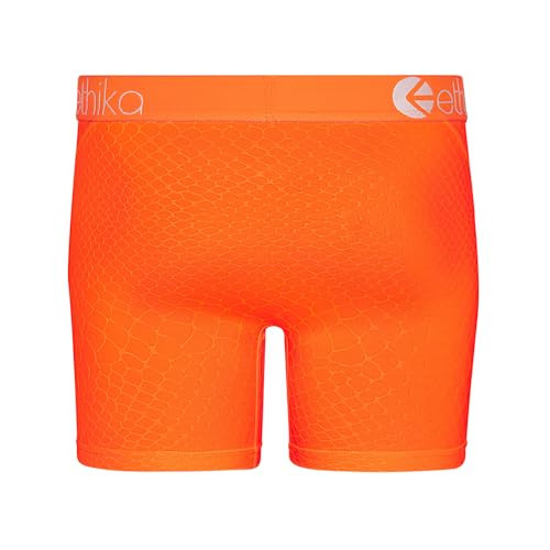 Ethika Mens MID Boxer Brief | Embossed Python -Orange-3
