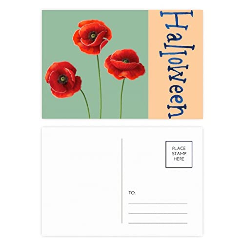 Cartes postales Halloween fleurs rouges pour décorer vos tables de fête d'automne
