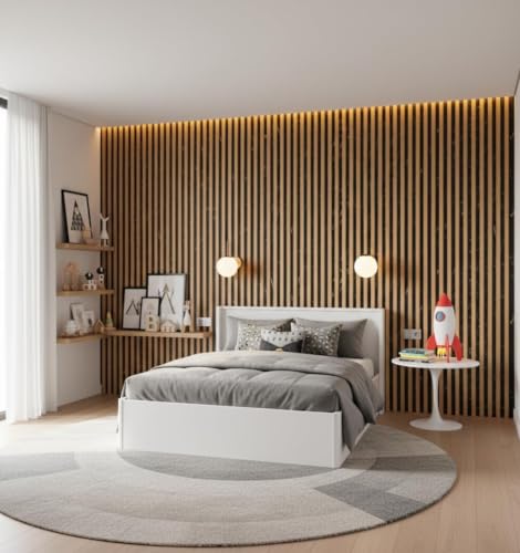 Image of Self-Adhesive Wallpaper for Home Decoration | Black & Gold Marble Texture Wall Sticker | Waterproof PVC Louvers Style,Wallpaper for Hotel /Living Room /Bedroom & Cafe Walls (45x300cm, Wood F)