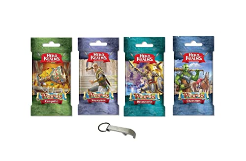 Lot Hero Realms 4 Decks Périples : Conquête, Découverte, Chasseurs et Voyageurs Version Française + 1 Décapsuleur Blumie (4 Périples) Cover