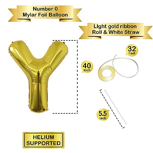 Image of Letter Balloons Gold Party Balloon - 40 Inch Large Gold Letter Y Balloon, Letter Balloon Birthday Decorations, Balloon for Women Men Anniversary Party Decorations Supplies