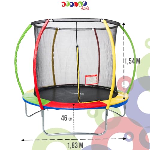 Replay Kids Cama Elástica Pula Pula Trampolim 1,83m, Com Rede e Lona (até 80 kg), Multicolorida