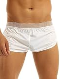 Aiihoo Herren Badeshorts Wetlook Badehose Boxershorts Retroshorts Männer Kurze Hose Trunks Schwimmhose Schnelltrockend Strandhose Sporthose Weiß M