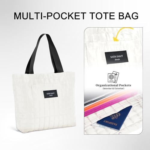 Image of SATINSAINT Large Tote Travel Bag for Women, Lightweight Quilted Carry-All Shoppers Tote for Travel, Work, Gym and Casual Use