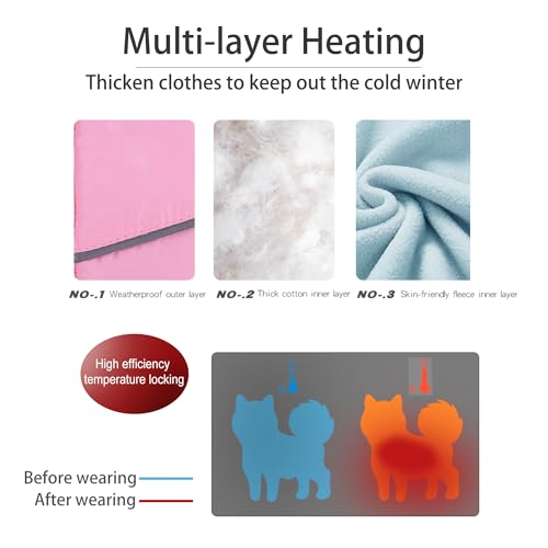 Mitili Warme Hundemantel Wasserdicht mit Geschirr, Reflektierend Hundejacke Winter für Kleine und Mittlere Hunde, Winddichte Hunde Wintermantel, Outdoor Hundeweste (Rosa, M)