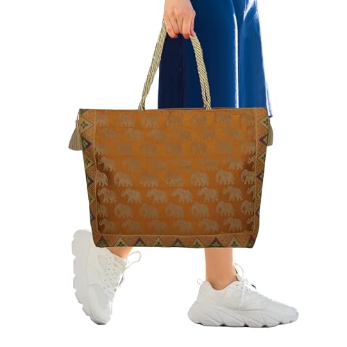 Image of Hand Purse | Traditional Hand Purse | Silk Wallet Hand Bag | Shagun HandPurse | Gifts HandBag | Golden Handle Tote Handbag | Brocade Shoulder Bag | 16 INCH