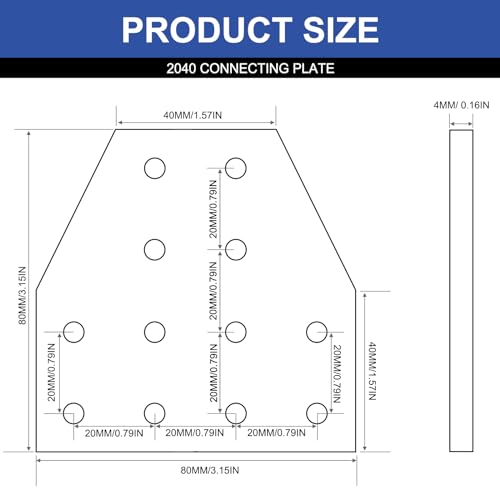 Image of 12pcs 2040 T Corner Bracket Joining Plate T Slotted Accessories 12-Hole 2040 Hardware Connector 2040 with T Nuts and Screws Silver