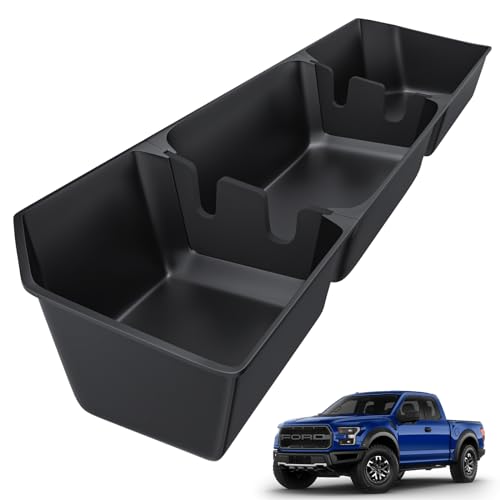 MIKKUPPA Under Seat Storage Box - Compatible with 2015-2024 Ford F150 SuperCrew Cab & Crew Cab; 2017-2023 F250 F350 F450 F550 Super Duty - Upgraded Detachable Rear Underseat Organizer